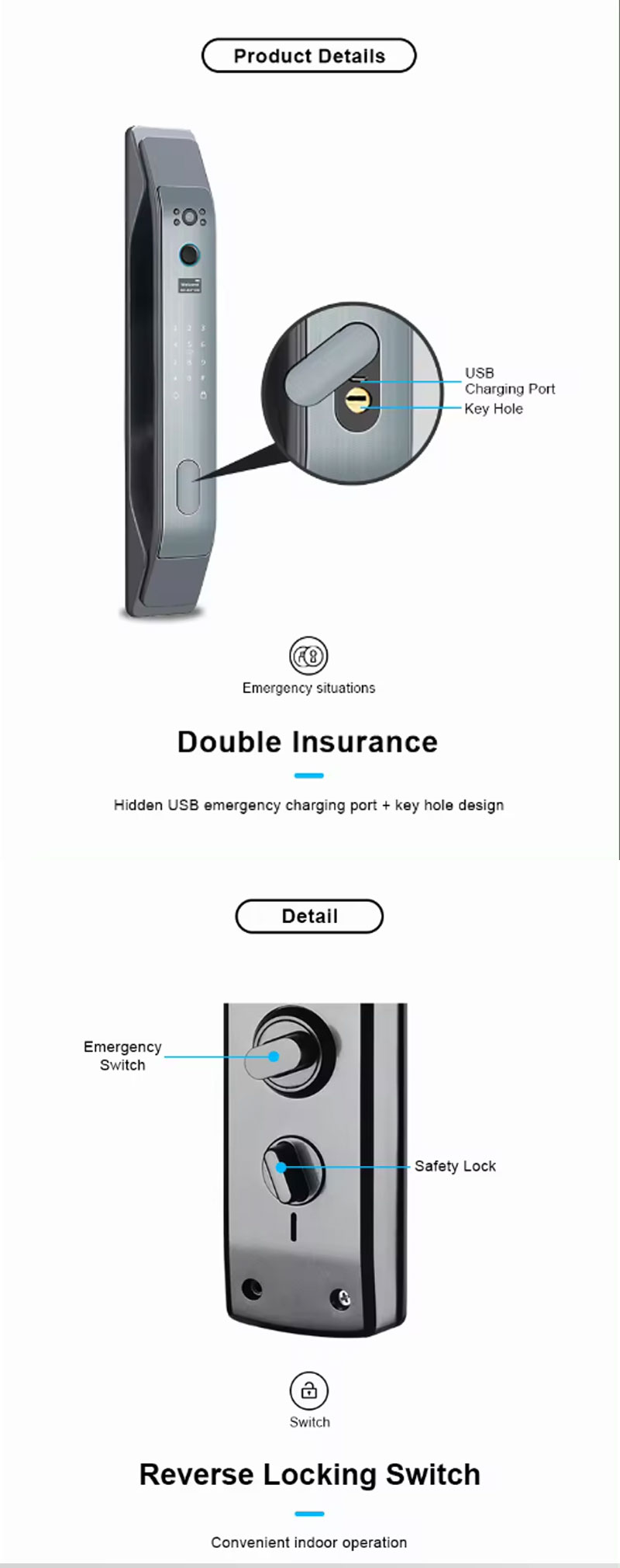 Замок для входной двери без ключа с ручкой