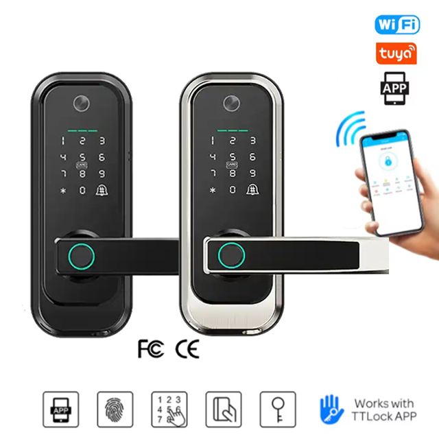 ADM-J001Pro Приложение Smart Life Tuya Wi-Fi Интеллектуальный цифровой умный дверной замок Биометрический сканер отпечатков пальцев Пароль Умный замок